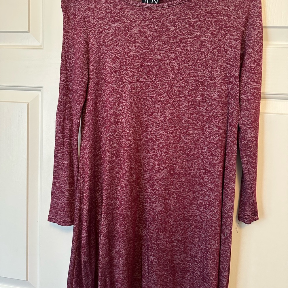 Women’s Marled Long-Sleeve Swing Dress - Burgundy
